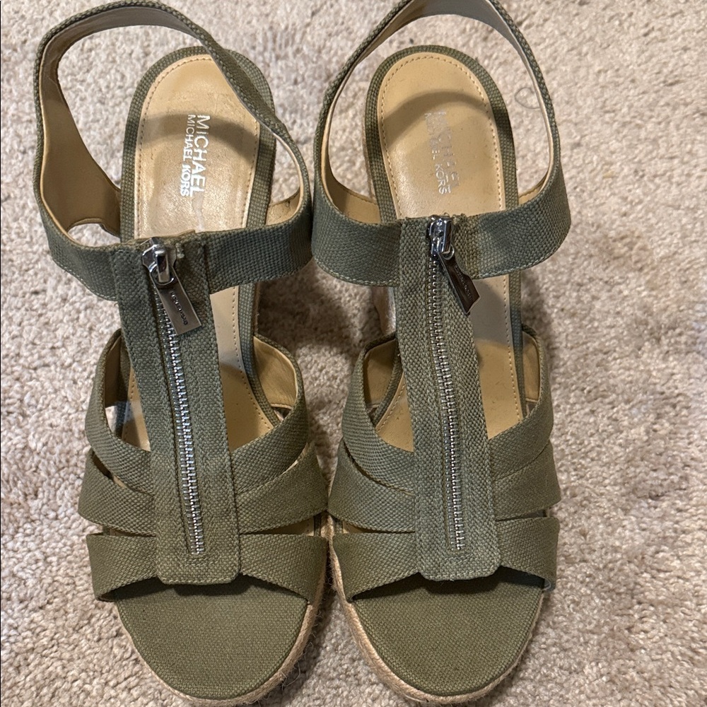 Michael Kors Olive Wedge Sandals